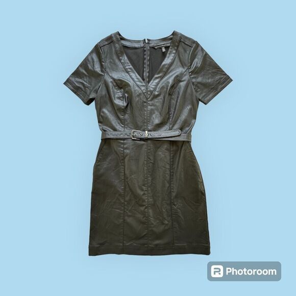 White House Black Market Dresses & Skirts - White House Black Market WORN TWICE  Belted Coated Black Dress‎ Size 10